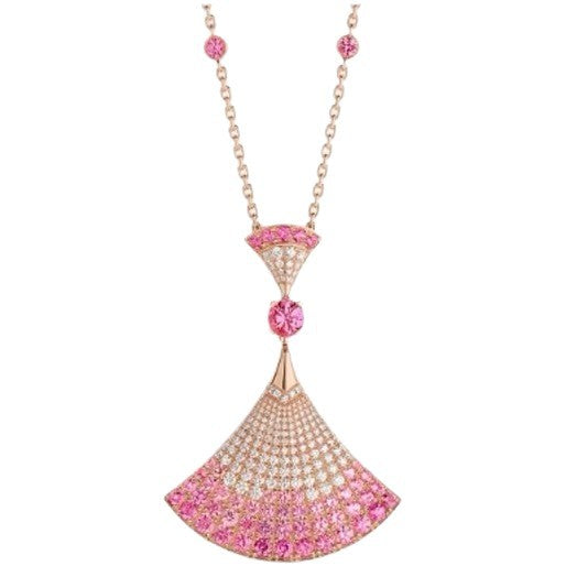 18K Gold Plated Stainless Steel Diamond Pendant Necklace & Earrings Set